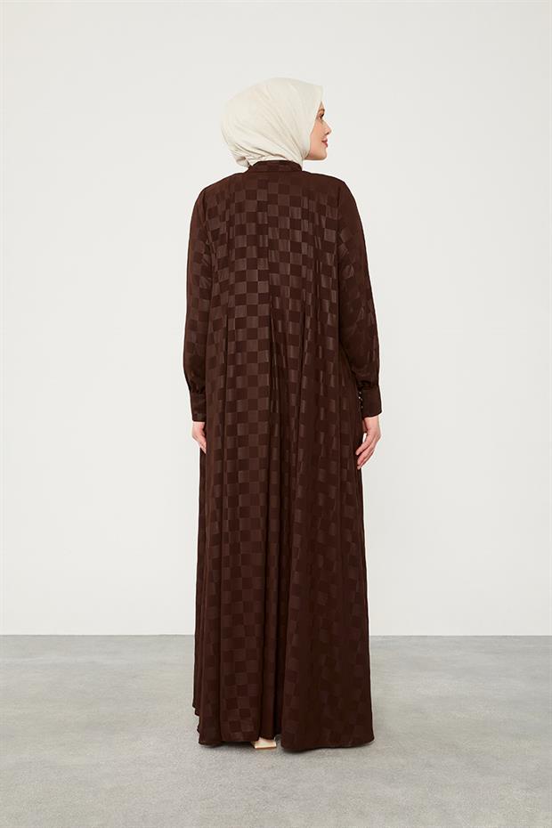 Acı Kahve Dama Desen Ferace