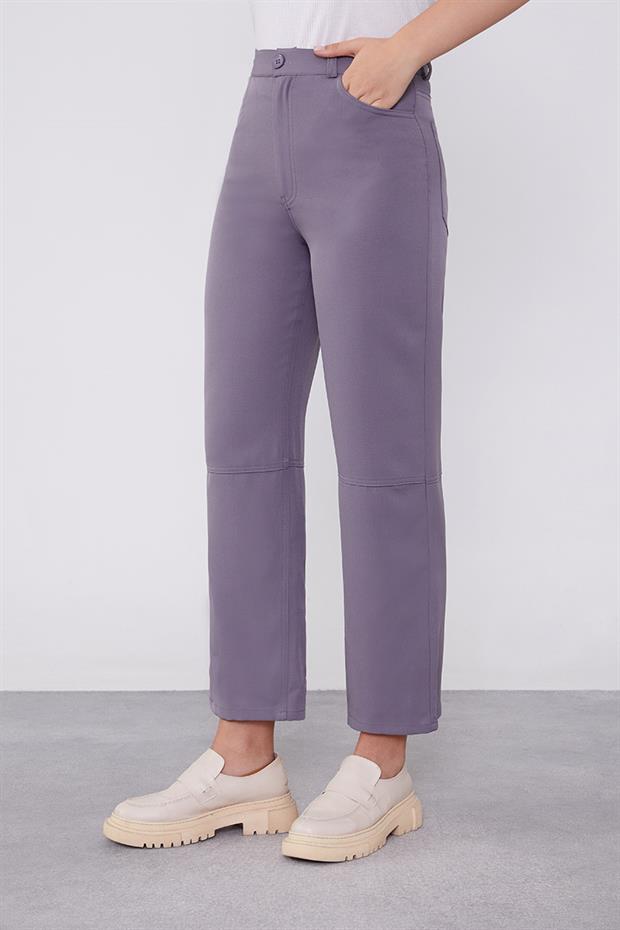 Antrasit Ekleme Tasarımlı Düz Paça Pantolon