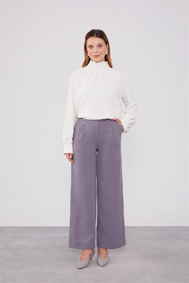 Antrasit Gizli Düğmeli Kumaş Pantolon