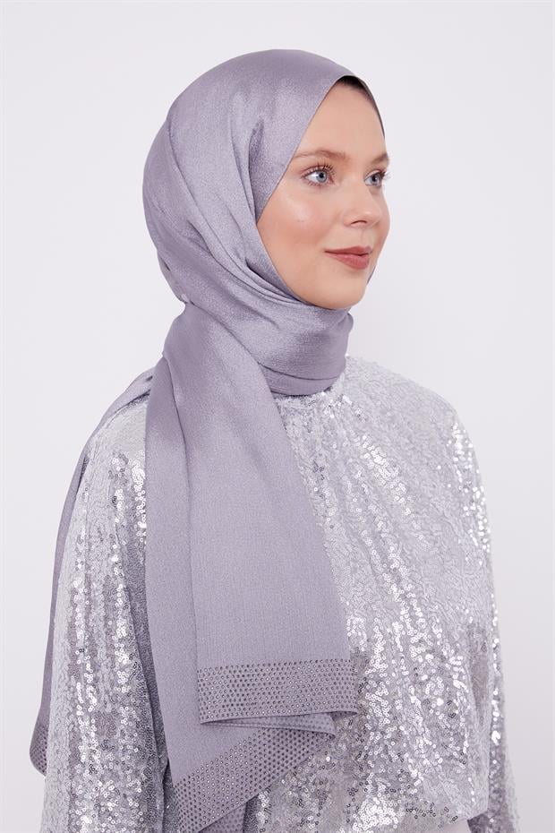 Antrasit Kalın Şerit Diamond Şal