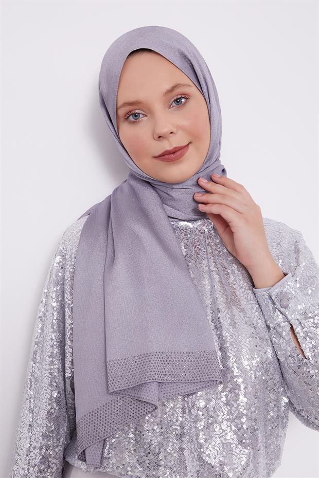 Antrasit Kalın Şerit Diamond Şal