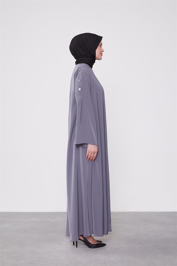 Antrasit Omuz Düğme Detaylı Ferace