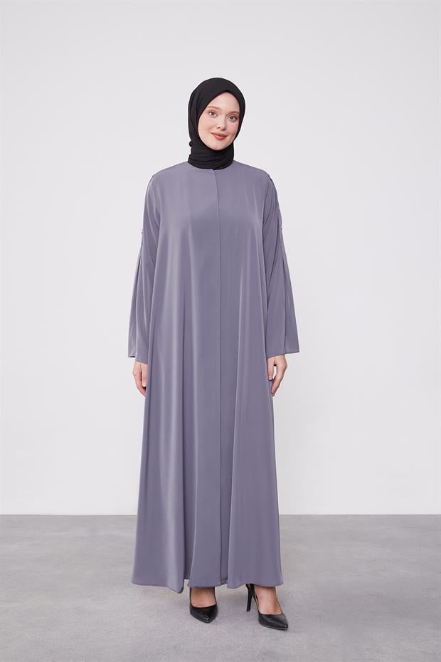 Antrasit Omuz Düğme Detaylı Ferace