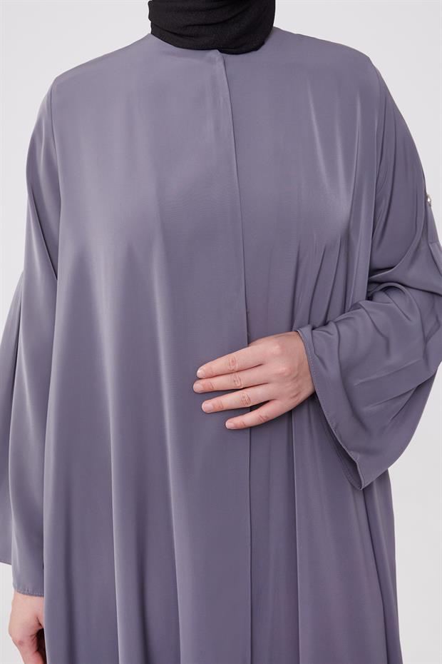 Antrasit Omuz Düğme Detaylı Ferace