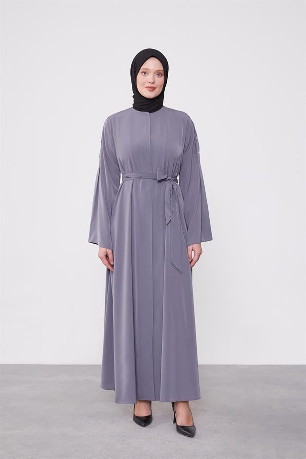 Antrasit Omuz Düğme Detaylı Ferace