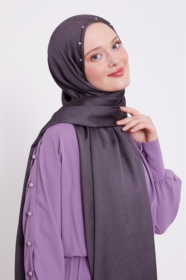 Antrasit Tek Taşlı Diamond Şal