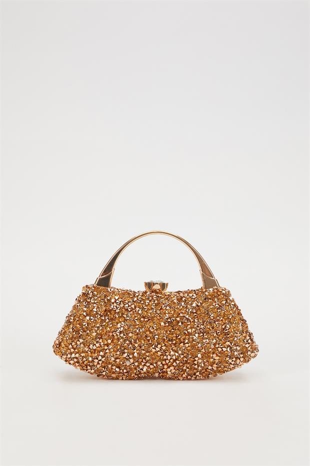 Bakır Taşlı Abiye El Çantası