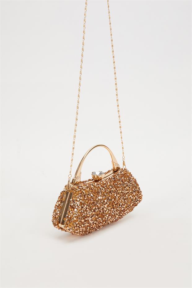 Bakır Taşlı Abiye El Çantası