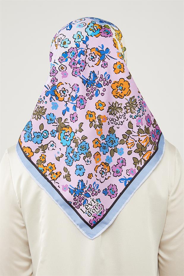 Bebe Mavisi Mine Çiçeği Trend Twill Eşarp