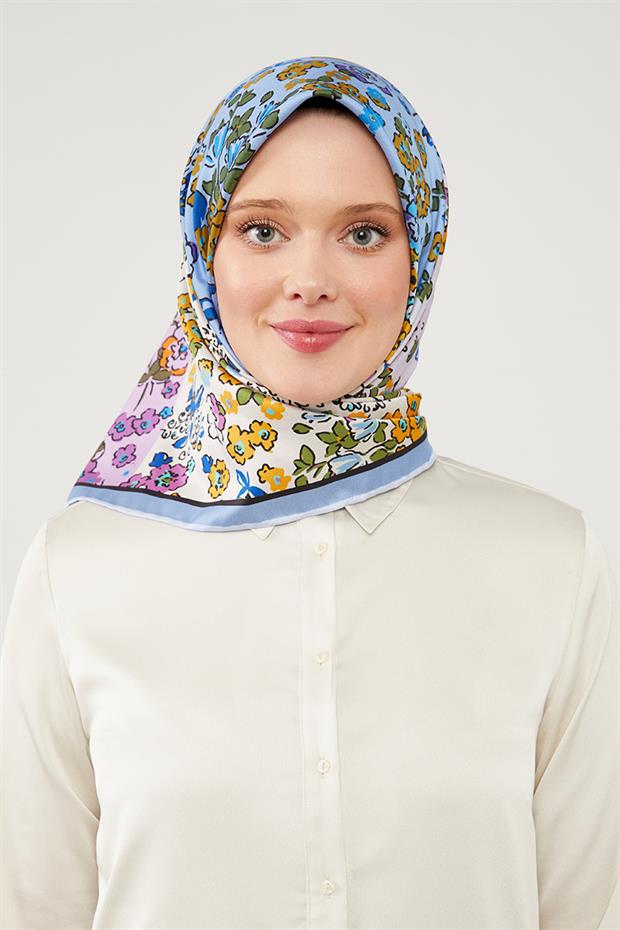 Bebe Mavisi Mine Çiçeği Trend Twill Eşarp