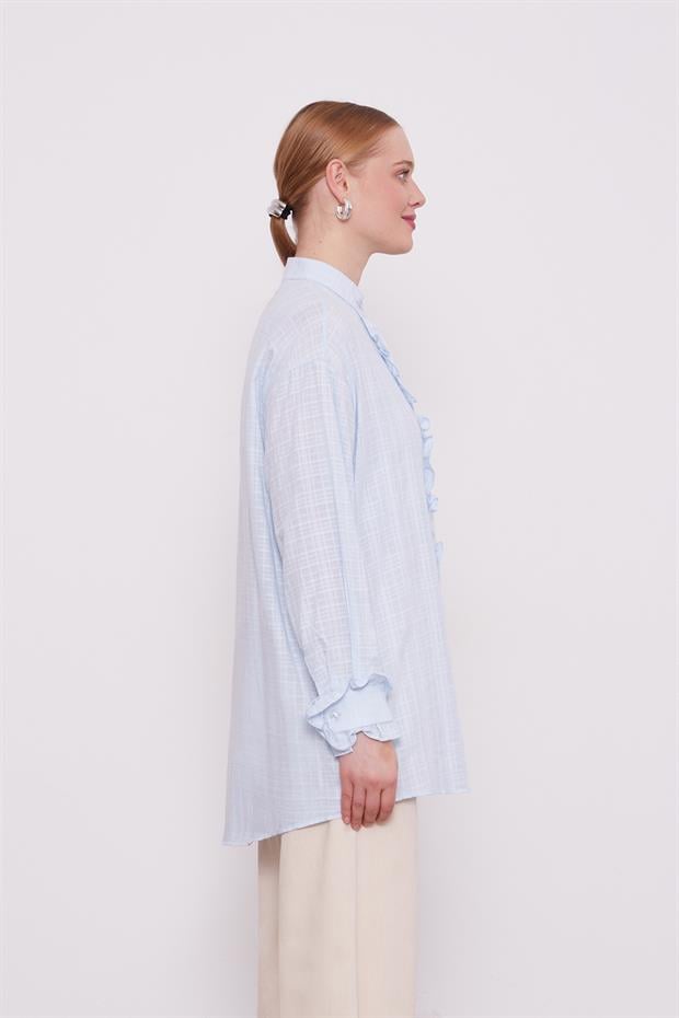 Bebe Mavisi Patı Fırfırlı Gömlek