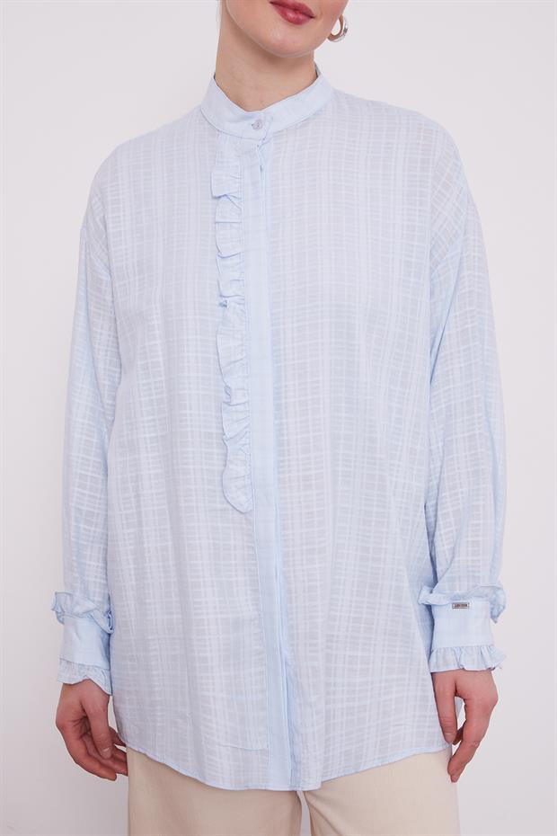Bebe Mavisi Patı Fırfırlı Gömlek