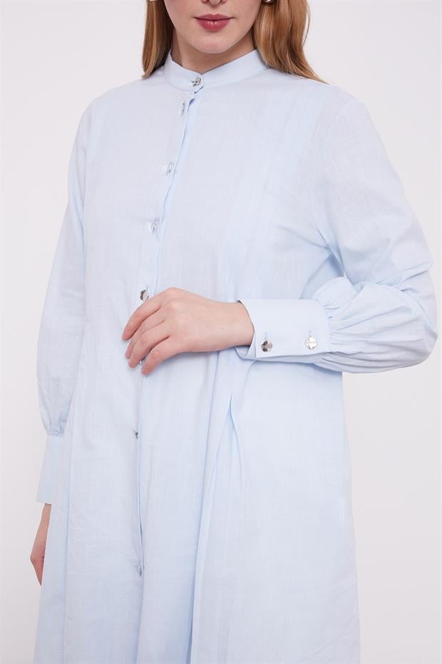 Bebe Mavisi Piliseli Melanj Gömlek