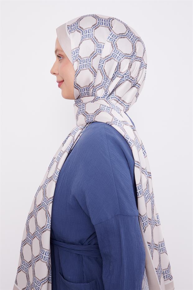 Bej Altıgen Desen Angel Şal