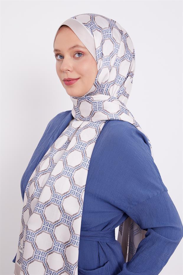 Bej Altıgen Desen Angel Şal