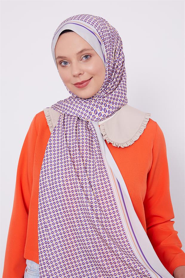 Bej Elips Desen Club Şal