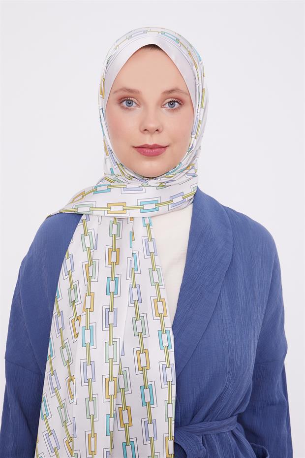 Bej Kare Zincir Desen Angel Şal