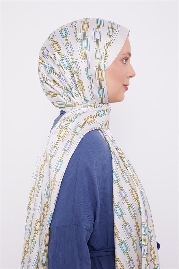 Bej Kare Zincir Desen Angel Şal