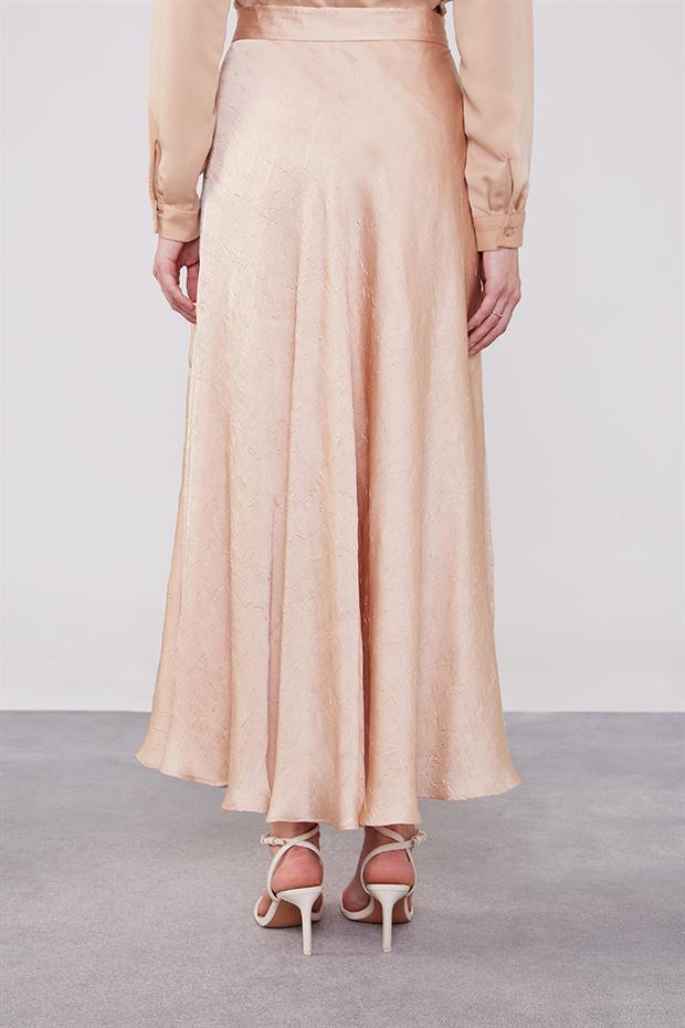 Bej Kraş Saten Etek