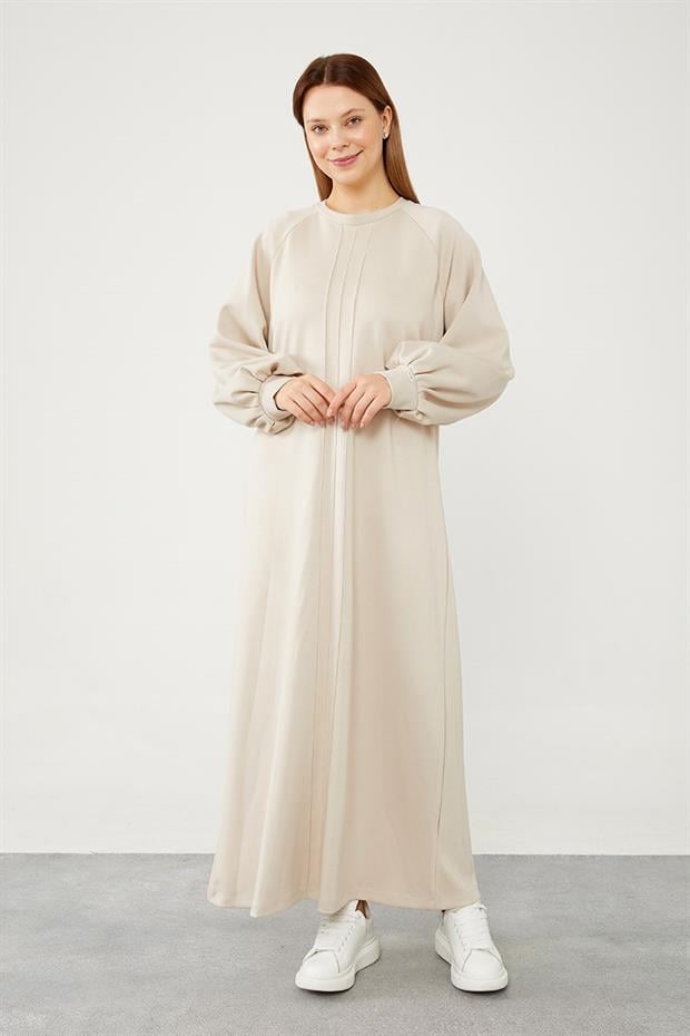 Bej Nevür Detaylı Spor Elbise