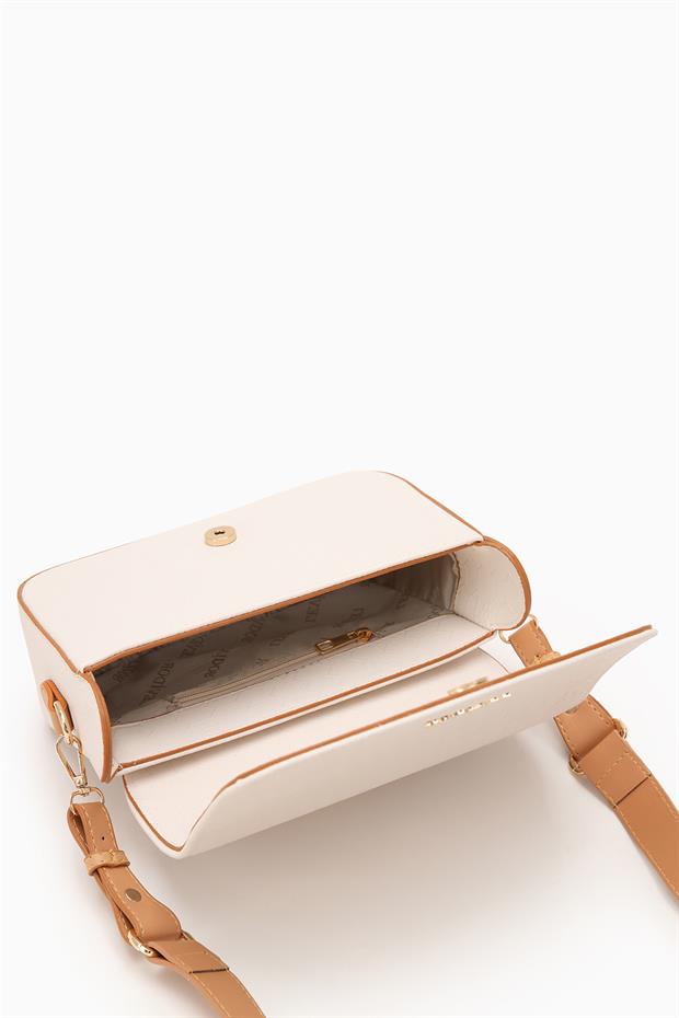 Bej Petek Baskılı Ayarlanabilir Askılı Omuz Çantası