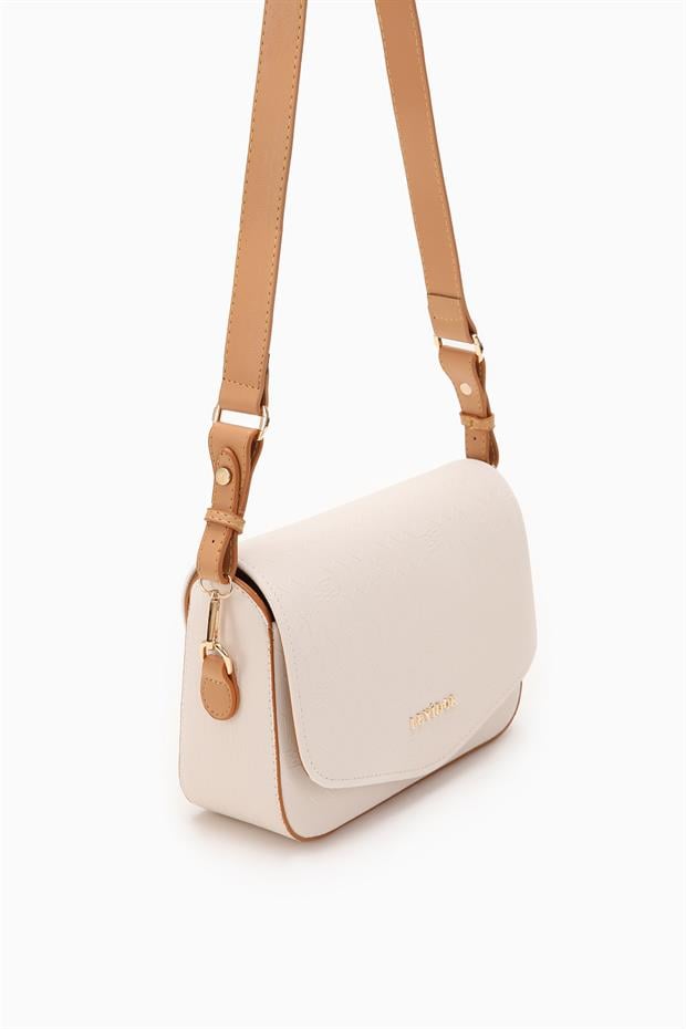 Bej Petek Baskılı Ayarlanabilir Askılı Omuz Çantası