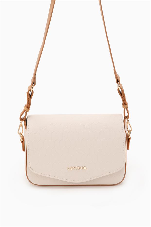 Bej Petek Baskılı Ayarlanabilir Askılı Omuz Çantası