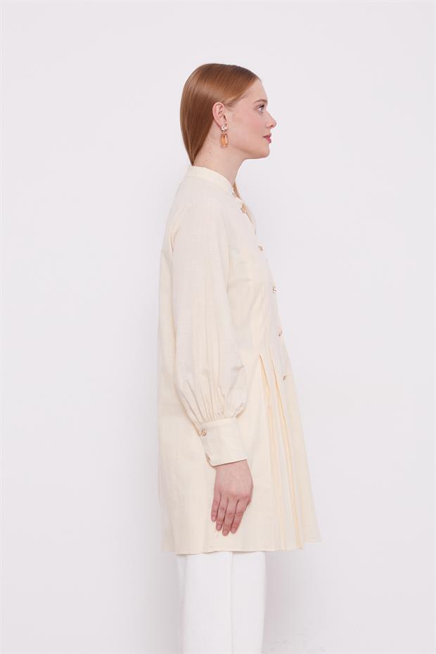 Bej Piliseli Melanj Gömlek