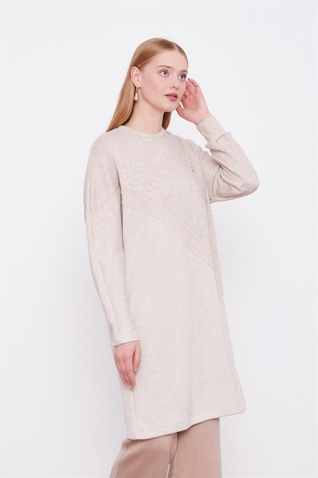 Bej Simli Triko Tunik