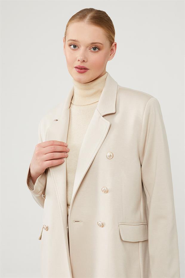 Spor Blazer Ceket Bej