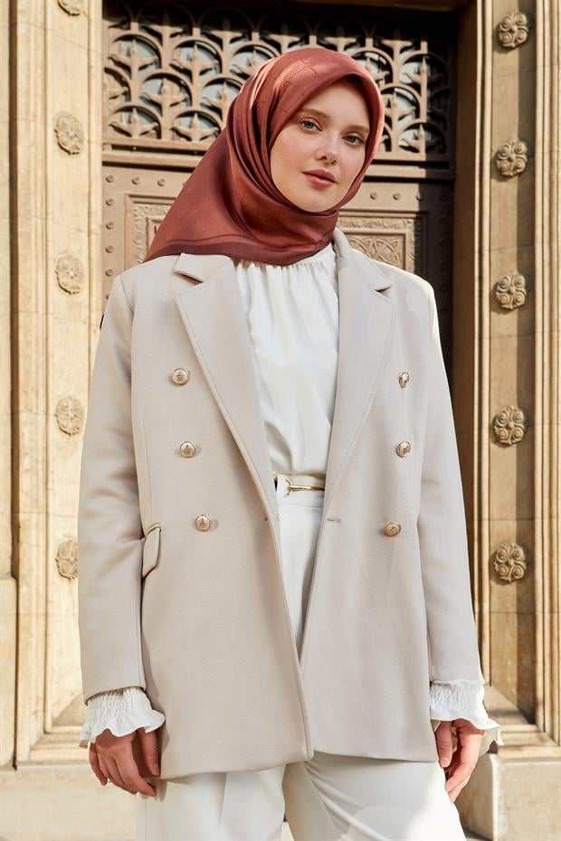 Spor Blazer Ceket Bej
