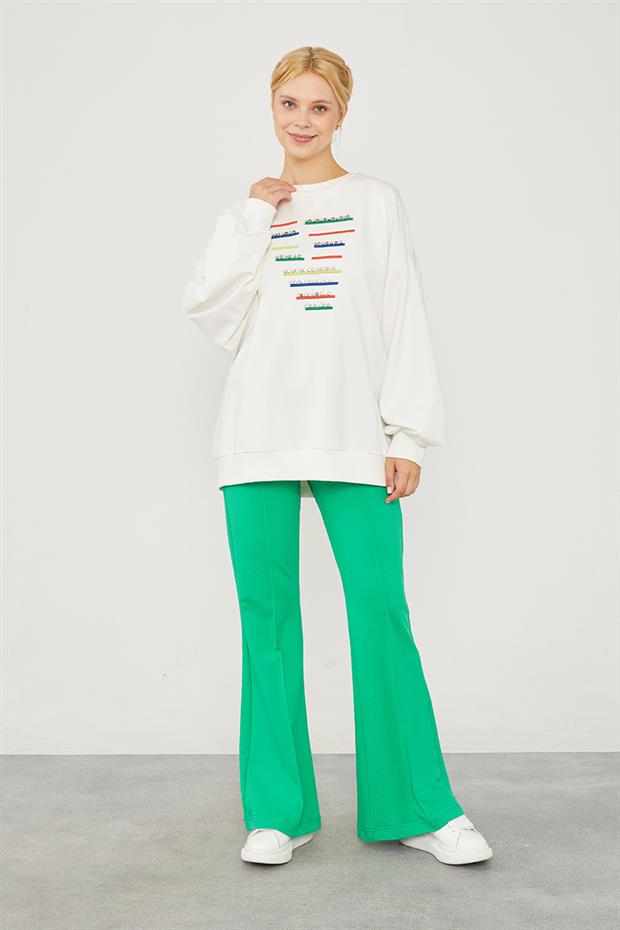 Benetton Beli Lastikli Nervürlüı Pantolon