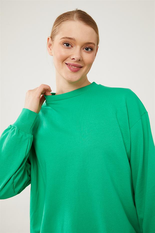 Benetton Bisiklet Yaka Ribanalı Basic Sweat