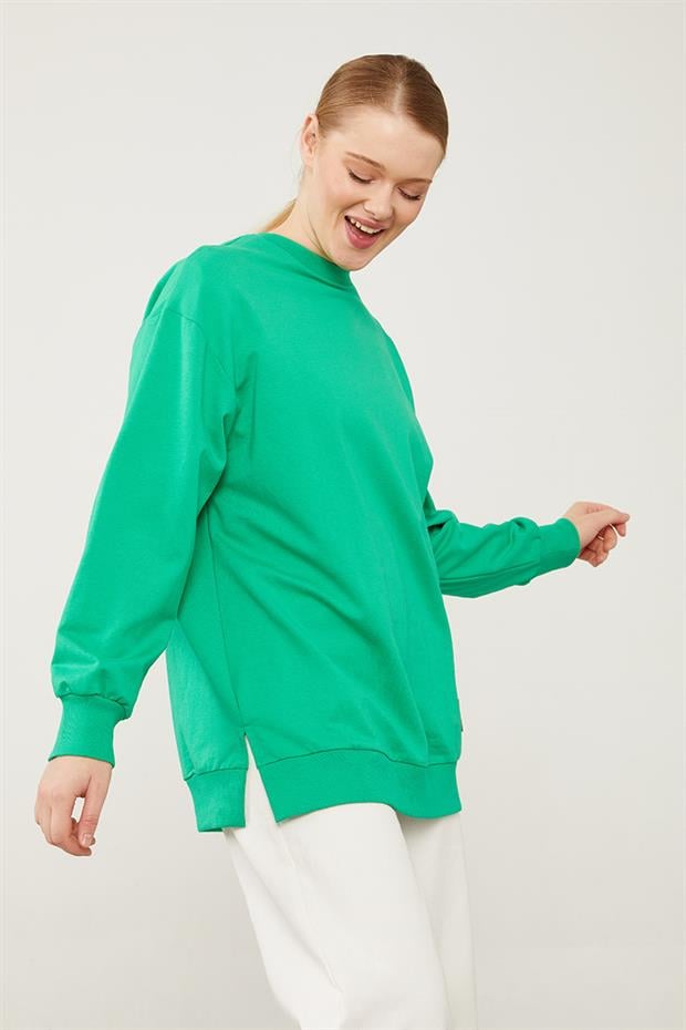 Benetton Bisiklet Yaka Ribanalı Basic Sweat