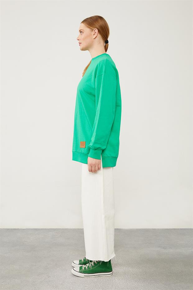 Benetton Bisiklet Yaka Ribanalı Basic Sweat