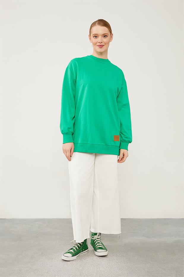 Benetton Bisiklet Yaka Ribanalı Basic Sweat