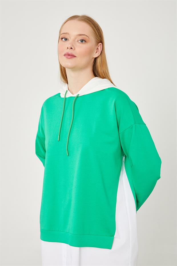 Benetton Kapuşonlu Gömlek Detaylı Sweat