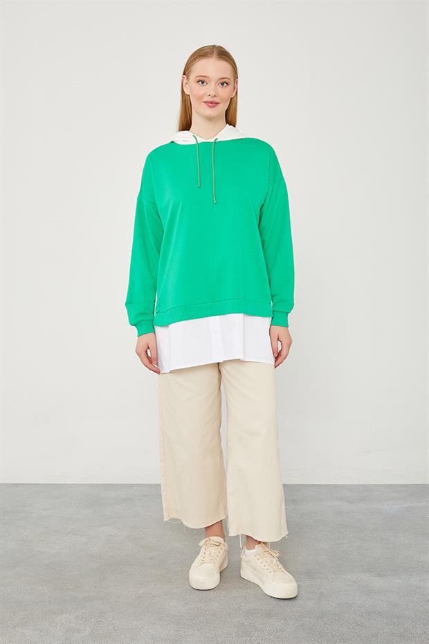 Benetton Kapuşonlu Gömlek Detaylı Sweat