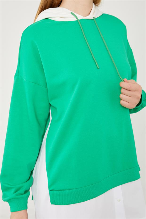 Benetton Kapuşonlu Gömlek Detaylı Sweat