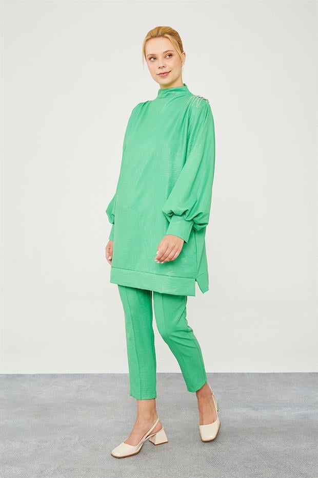 Benetton Taş Apolet Detaylı Pantolonlu Takım