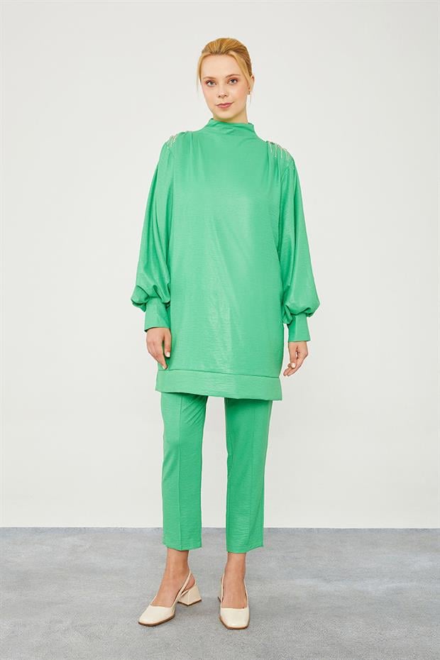 Benetton Taş Apolet Detaylı Pantolonlu Takım