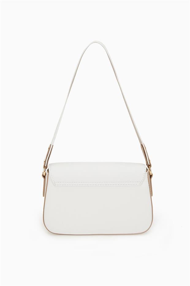 Beyaz Ayarlanabilir Askılı Omuz Çantası