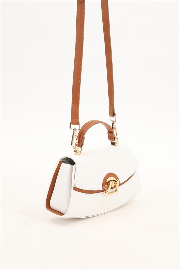 BEYAZ - CAMEL Oval El Çantası