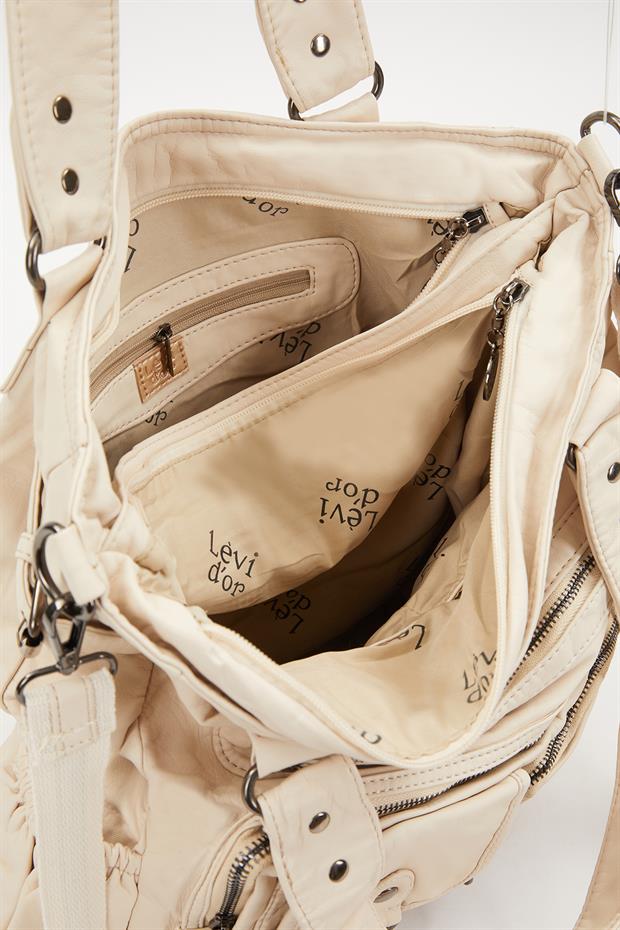 Beyaz Çepçik Detaylı Omuz Çantası