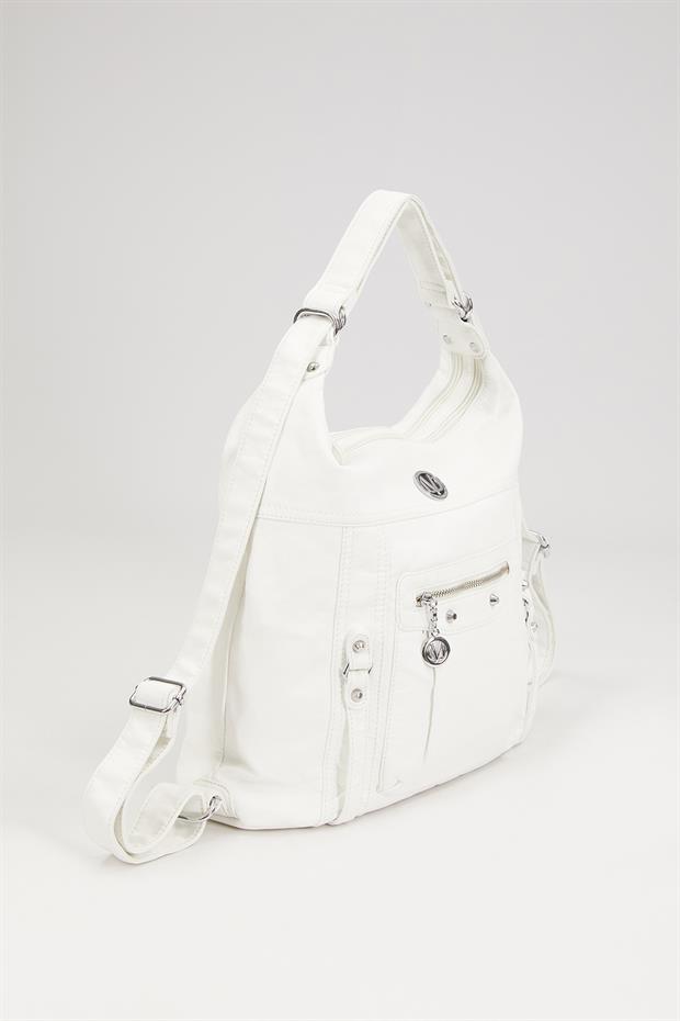 Beyaz Cepcik Gözlü Omuz Çantası