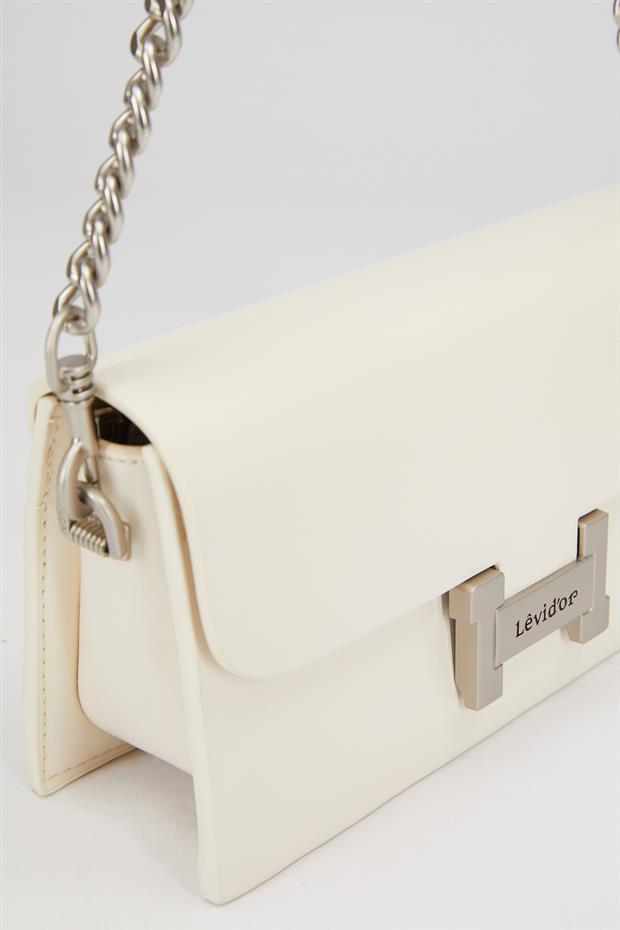 Beyaz Çift Askılı Omuz Çantası