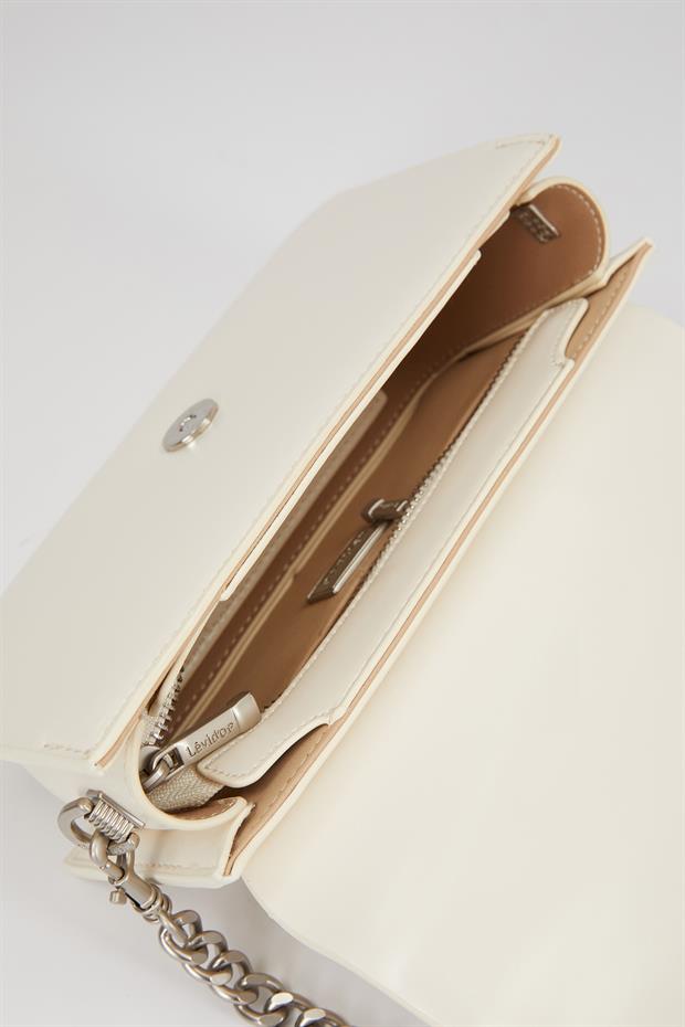 Beyaz Çift Askılı Omuz Çantası