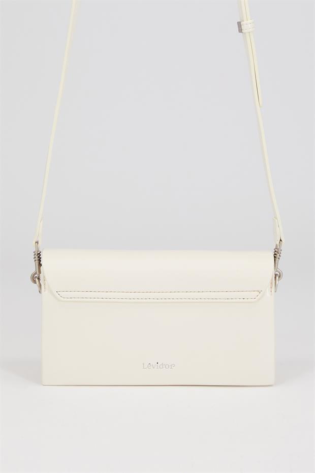 Beyaz Çift Askılı Omuz Çantası