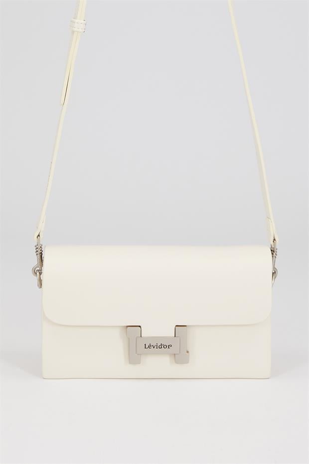 Beyaz Çift Askılı Omuz Çantası