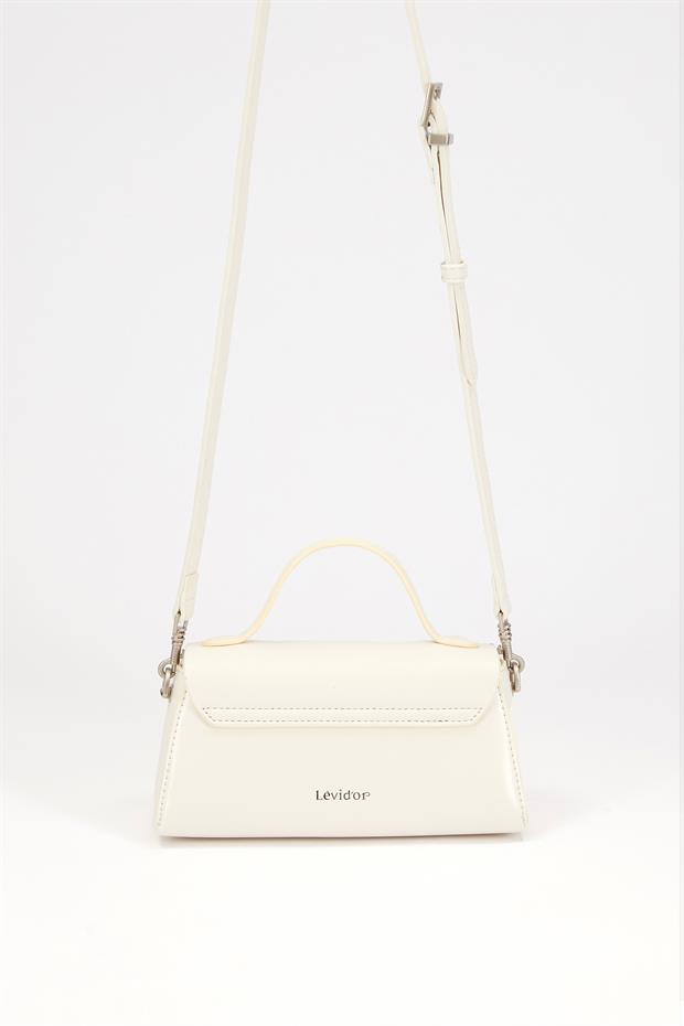 Beyaz Gizli Cep Detaylı Omuz Çantası